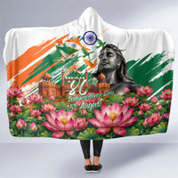 India 80th Independence Day Hooded Blanket Ashoka Chakra Lotus Landmarks Shiva