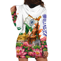 India 80th Independence Day Hoodie Dress Ashoka Chakra Lotus Landmarks Shiva