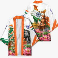 India 80th Independence Day Kimono Ashoka Chakra Lotus Landmarks Shiva