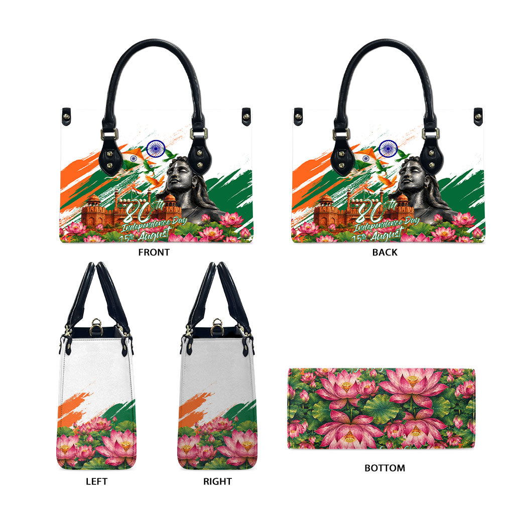 India 80th Independence Day Leather Bag Ashoka Chakra Lotus Landmarks Shiva