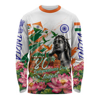 India 80th Independence Day Long Sleeve Shirt Ashoka Chakra Lotus Landmarks Shiva