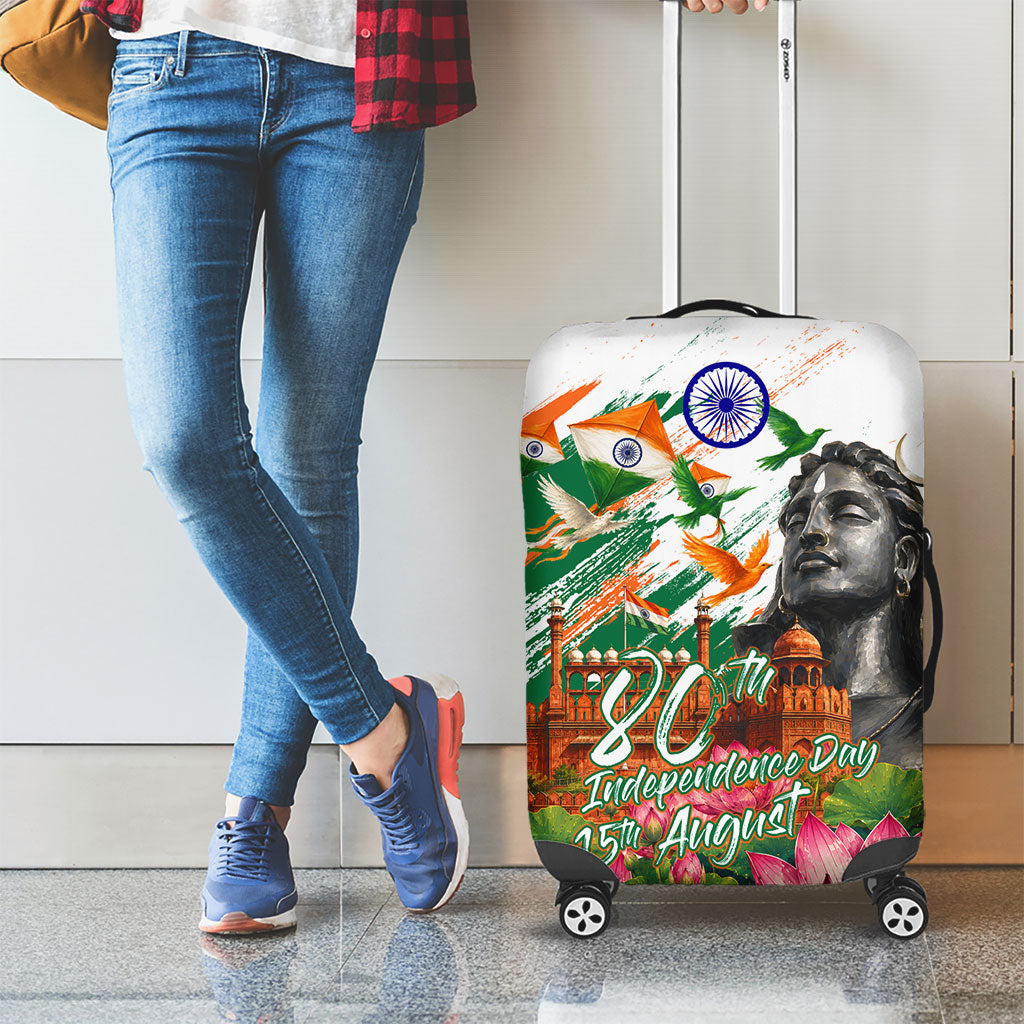 India 80th Independence Day Luggage Cover Ashoka Chakra Lotus Landmarks Shiva