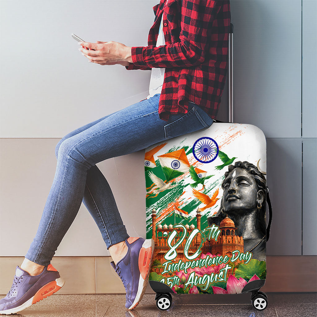 India 80th Independence Day Luggage Cover Ashoka Chakra Lotus Landmarks Shiva