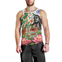 India 80th Independence Day Men Tank Top Ashoka Chakra Lotus Landmarks Shiva