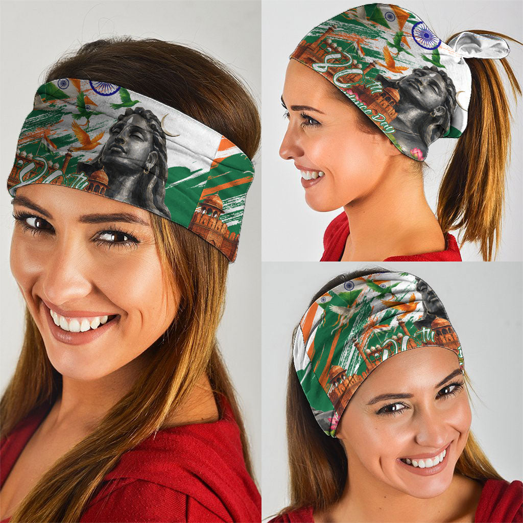 India 80th Independence Day Neck Gaiter Ashoka Chakra Lotus Landmarks Shiva