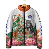 India 80th Independence Day Padded Jacket Ashoka Chakra Lotus Landmarks Shiva