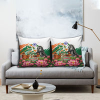 India 80th Independence Day Pillow Cover Ashoka Chakra Lotus Landmarks Shiva