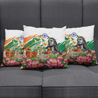 India 80th Independence Day Pillow Cover Ashoka Chakra Lotus Landmarks Shiva