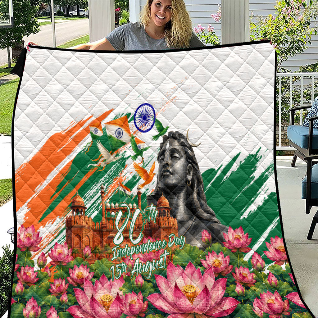 India 80th Independence Day Quilt Ashoka Chakra Lotus Landmarks Shiva
