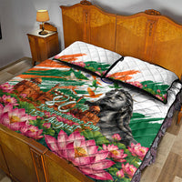 India 80th Independence Day Quilt Bed Set Ashoka Chakra Lotus Landmarks Shiva