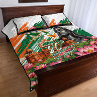 India 80th Independence Day Quilt Bed Set Ashoka Chakra Lotus Landmarks Shiva