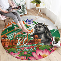 India 80th Independence Day Round Carpet Ashoka Chakra Lotus Landmarks Shiva
