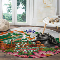 India 80th Independence Day Round Carpet Ashoka Chakra Lotus Landmarks Shiva