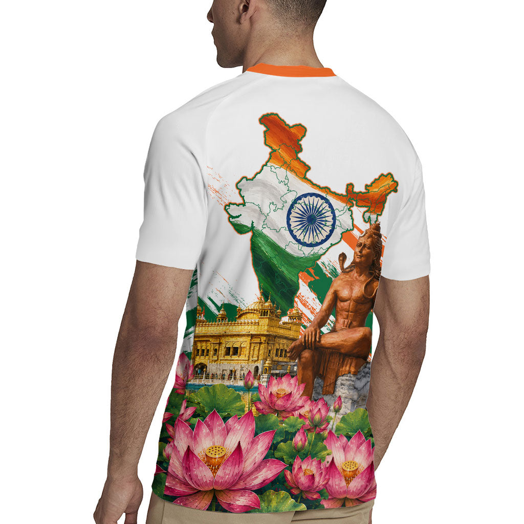 India 80th Independence Day Rugby Jersey Ashoka Chakra Lotus Landmarks Shiva