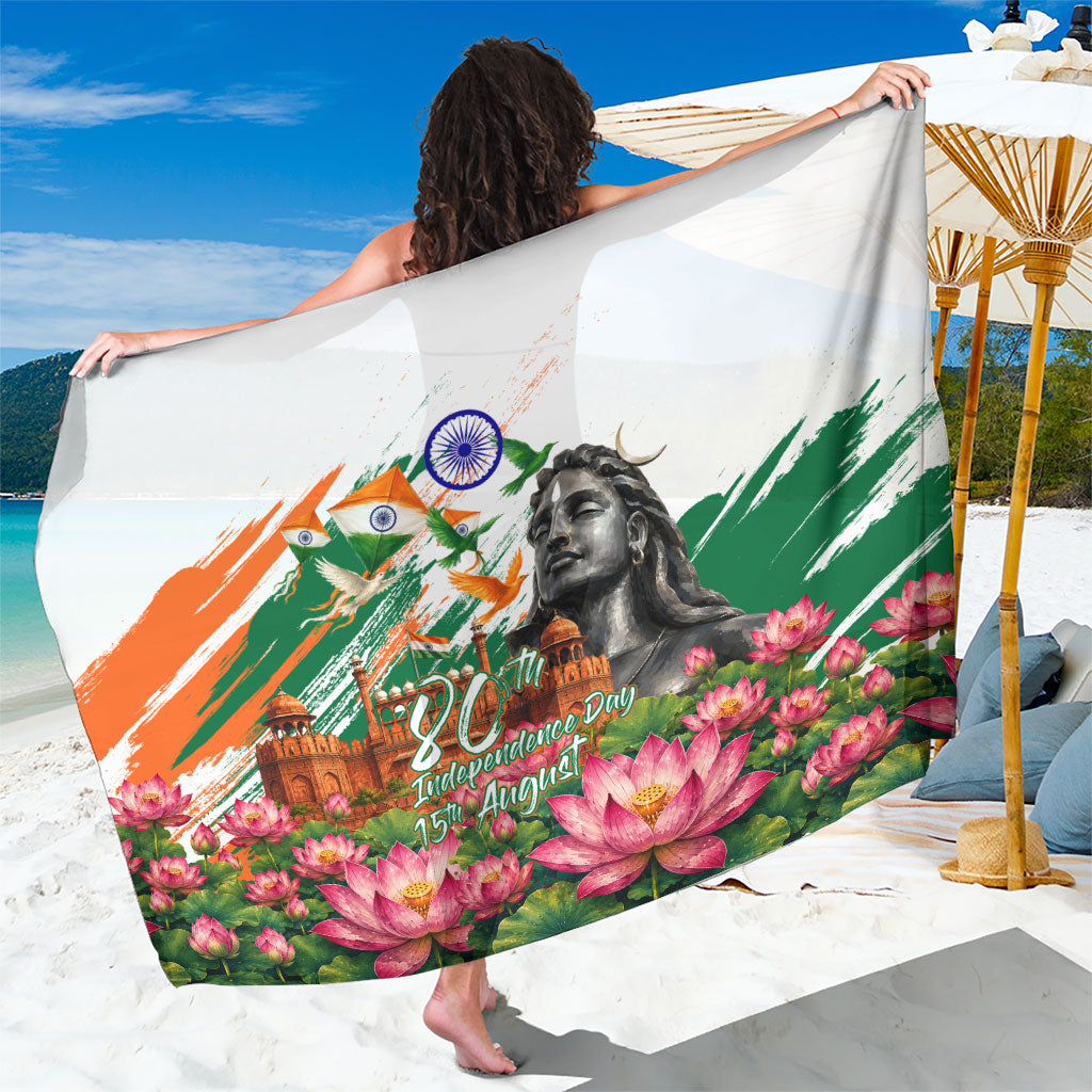 India 80th Independence Day Sarong Ashoka Chakra Lotus Landmarks Shiva
