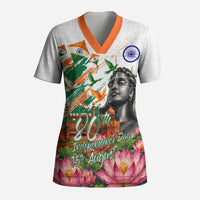 India 80th Independence Day Scrub Top Ashoka Chakra Lotus Landmarks Shiva