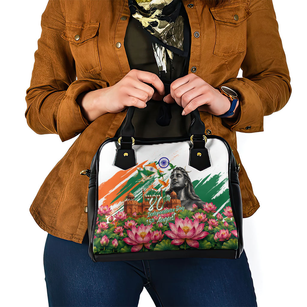 India 80th Independence Day Shoulder Handbag Ashoka Chakra Lotus Landmarks Shiva