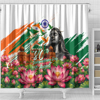 India 80th Independence Day Shower Curtain Ashoka Chakra Lotus Landmarks Shiva