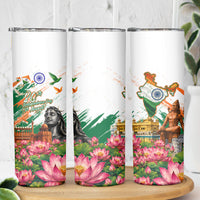 India 80th Independence Day Skinny Tumbler Ashoka Chakra Lotus Landmarks Shiva