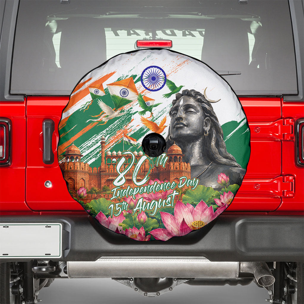 India 80th Independence Day Spare Tire Cover Ashoka Chakra Lotus Landmarks Shiva