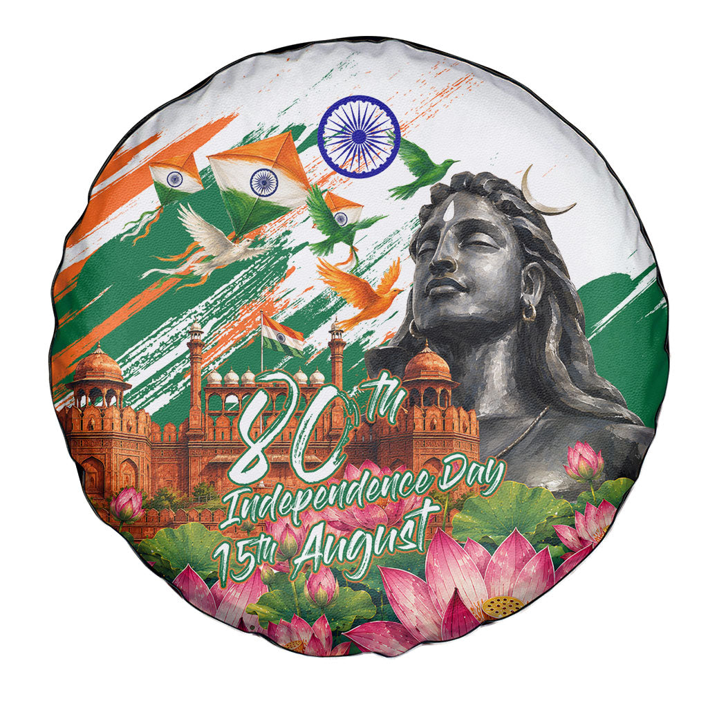India 80th Independence Day Spare Tire Cover Ashoka Chakra Lotus Landmarks Shiva