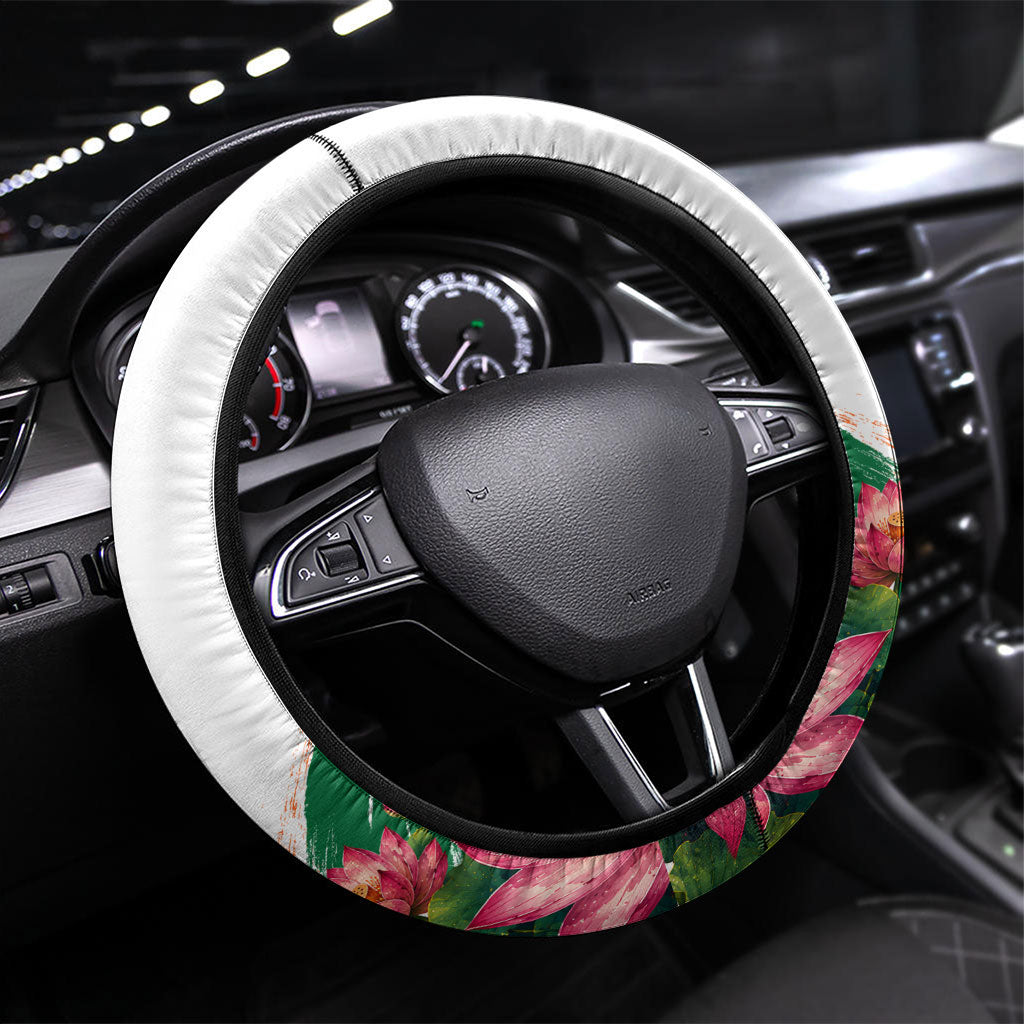 India 80th Independence Day Steering Wheel Cover Ashoka Chakra Lotus Landmarks Shiva