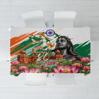 India 80th Independence Day Tablecloth Ashoka Chakra Lotus Landmarks Shiva
