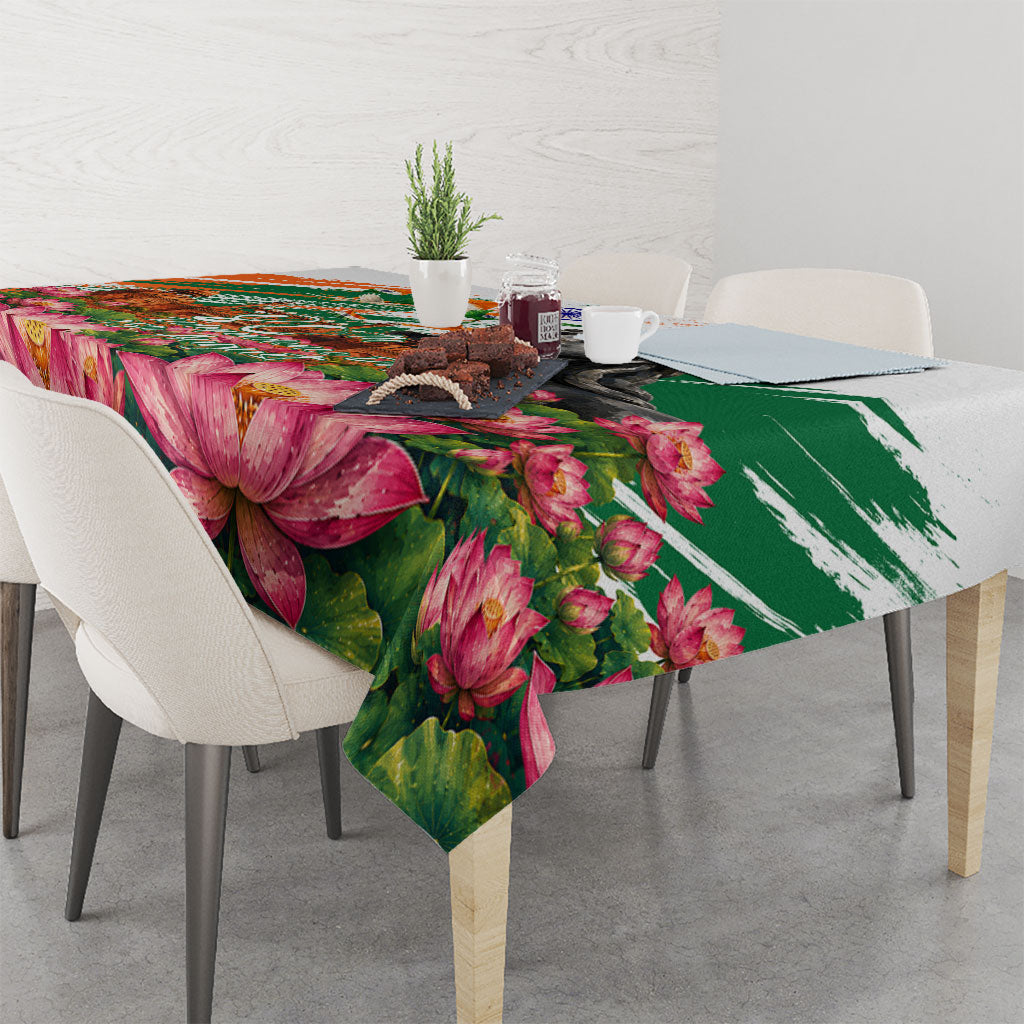India 80th Independence Day Tablecloth Ashoka Chakra Lotus Landmarks Shiva