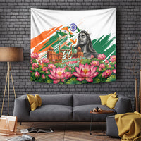 India 80th Independence Day Tapestry Ashoka Chakra Lotus Landmarks Shiva