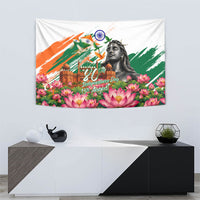India 80th Independence Day Tapestry Ashoka Chakra Lotus Landmarks Shiva