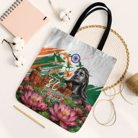 India 80th Independence Day Tote Bag Ashoka Chakra Lotus Landmarks Shiva