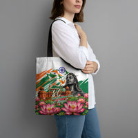 India 80th Independence Day Tote Bag Ashoka Chakra Lotus Landmarks Shiva