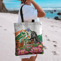 India 80th Independence Day Tote Bag Ashoka Chakra Lotus Landmarks Shiva