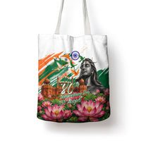 India 80th Independence Day Tote Bag Ashoka Chakra Lotus Landmarks Shiva