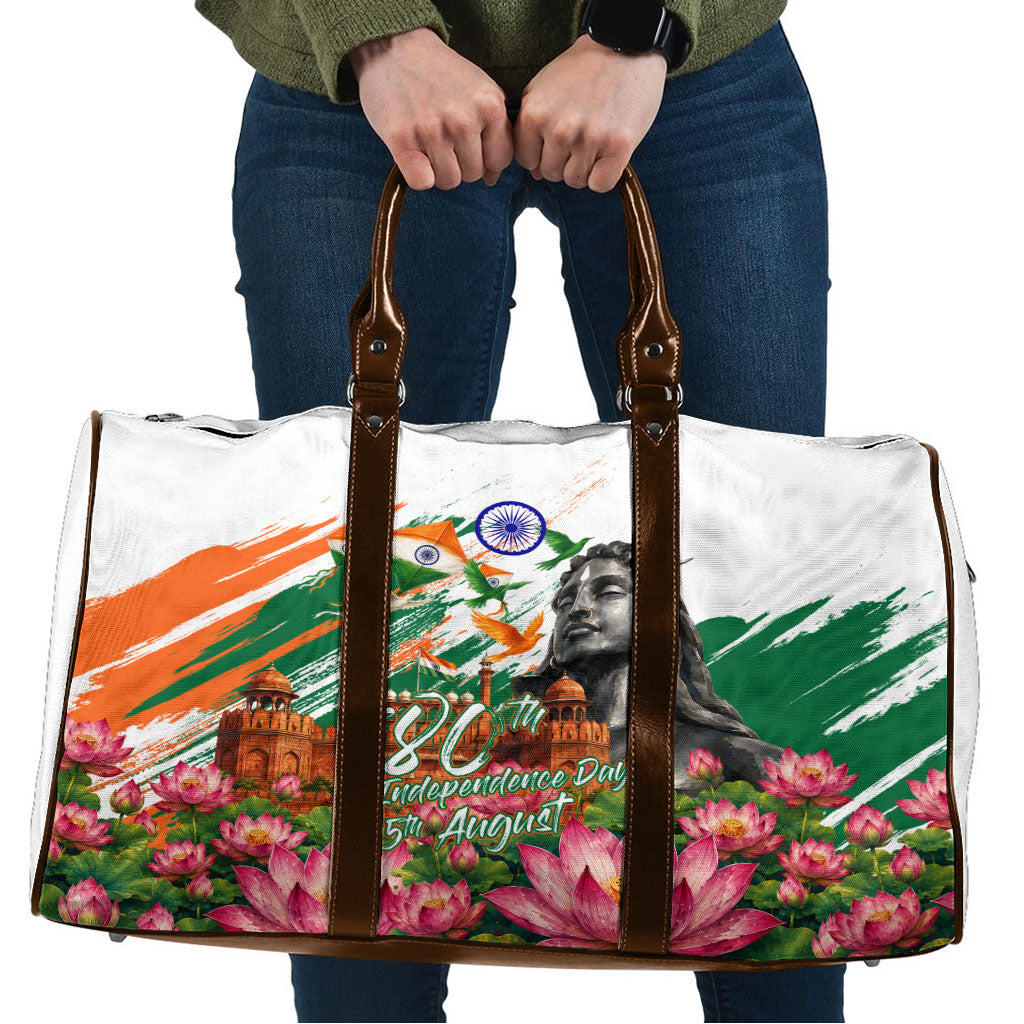 India 80th Independence Day Travel Bag Ashoka Chakra Lotus Landmarks Shiva