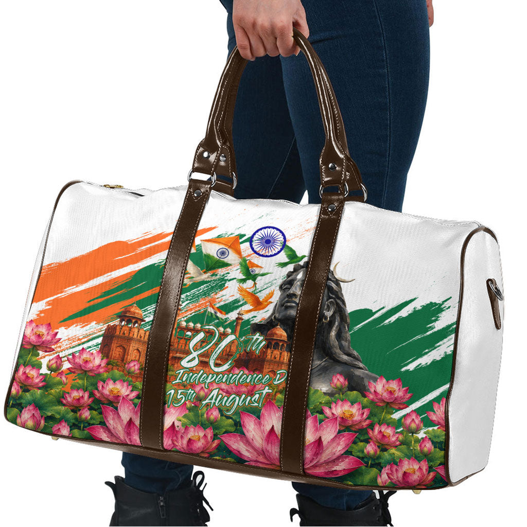 India 80th Independence Day Travel Bag Ashoka Chakra Lotus Landmarks Shiva