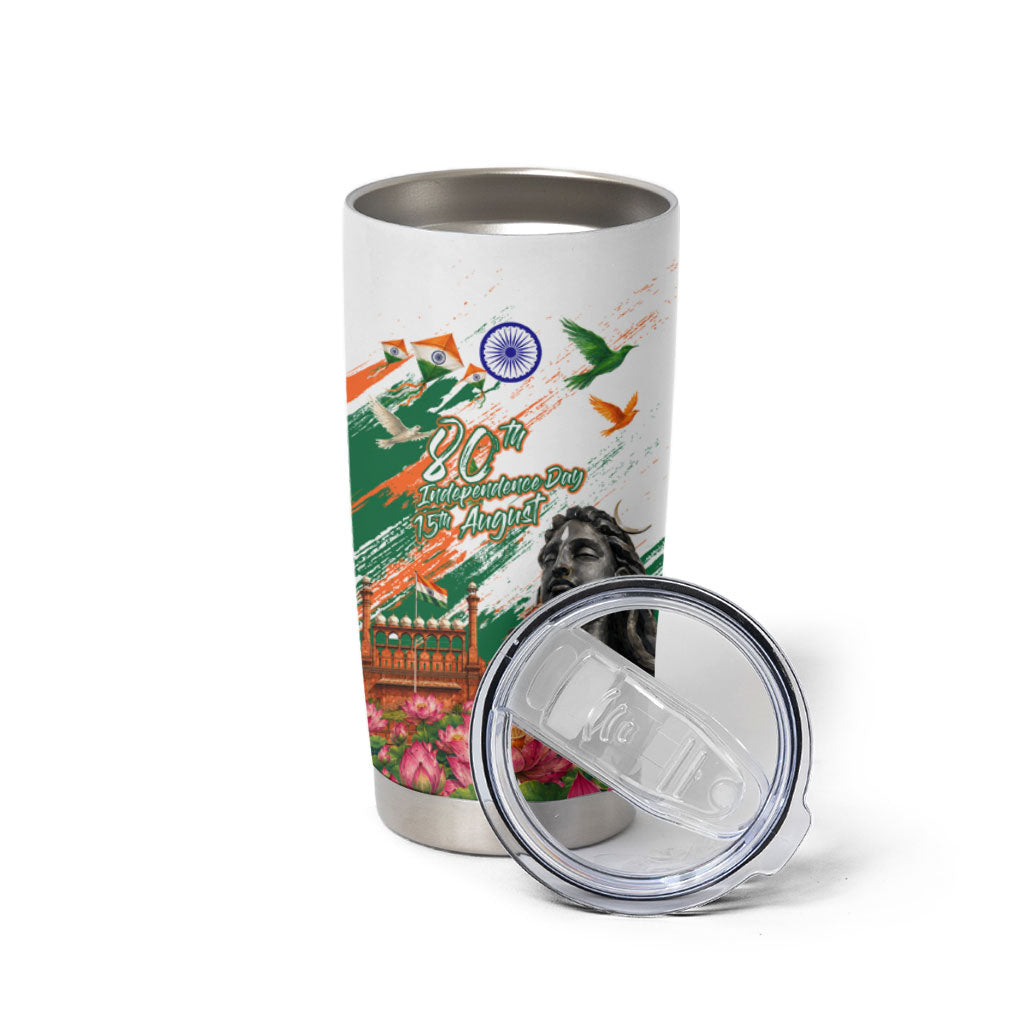 India 80th Independence Day Tumbler Cup Ashoka Chakra Lotus Landmarks Shiva