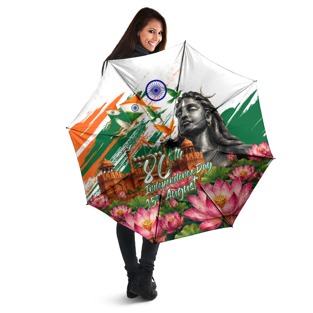 India 80th Independence Day Umbrella Ashoka Chakra Lotus Landmarks Shiva