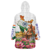 India 80th Independence Day Wearable Blanket Hoodie Ashoka Chakra Lotus Landmarks Shiva