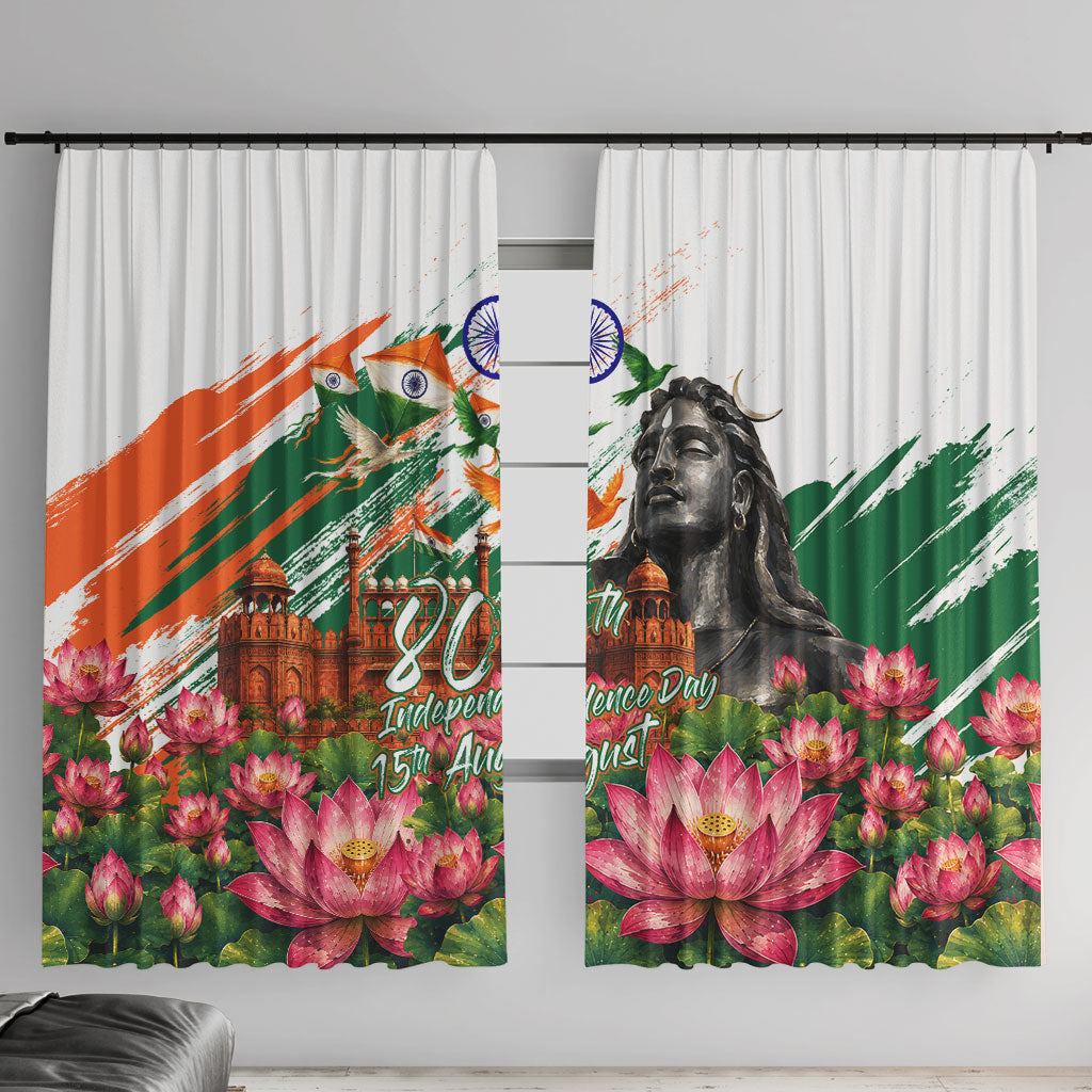 India 80th Independence Day Window Curtain Ashoka Chakra Lotus Landmarks Shiva