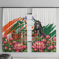 India 80th Independence Day Window Curtain Ashoka Chakra Lotus Landmarks Shiva
