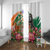 India 80th Independence Day Window Curtain Ashoka Chakra Lotus Landmarks Shiva