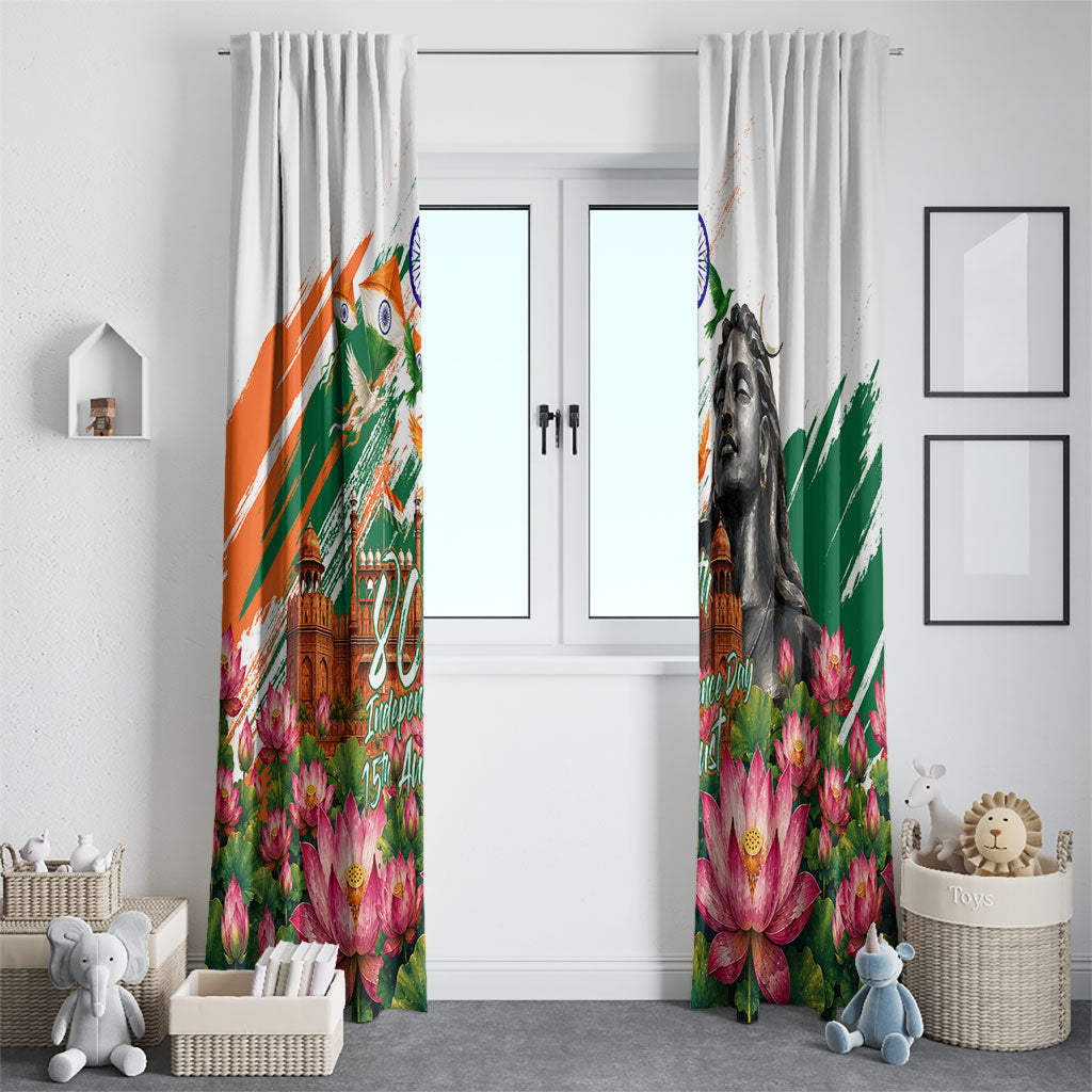 India 80th Independence Day Window Curtain Ashoka Chakra Lotus Landmarks Shiva