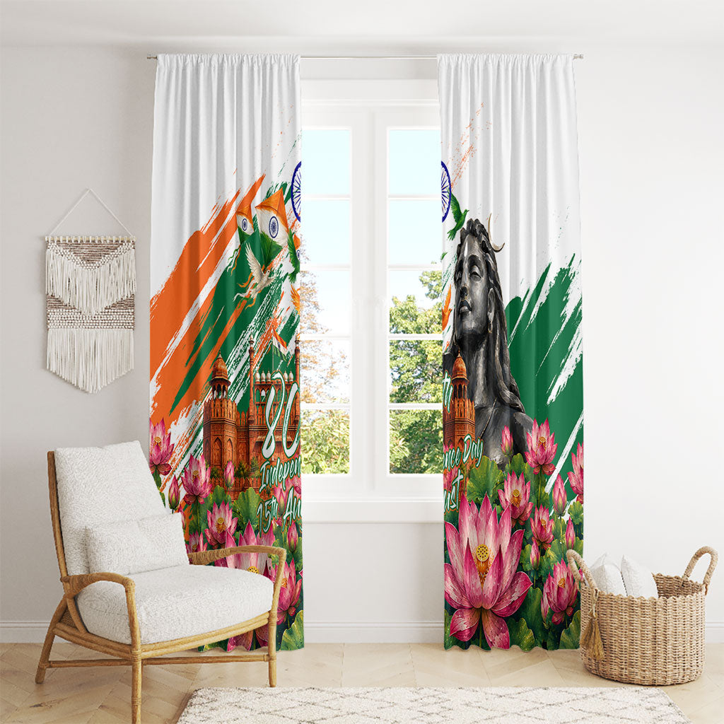 India 80th Independence Day Window Curtain Ashoka Chakra Lotus Landmarks Shiva