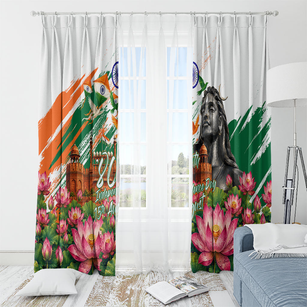 India 80th Independence Day Window Curtain Ashoka Chakra Lotus Landmarks Shiva