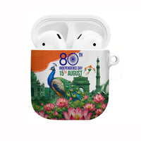 India 80th Independence Day AirPods Case India Gate Peacock Lotus Heritage Landmarks