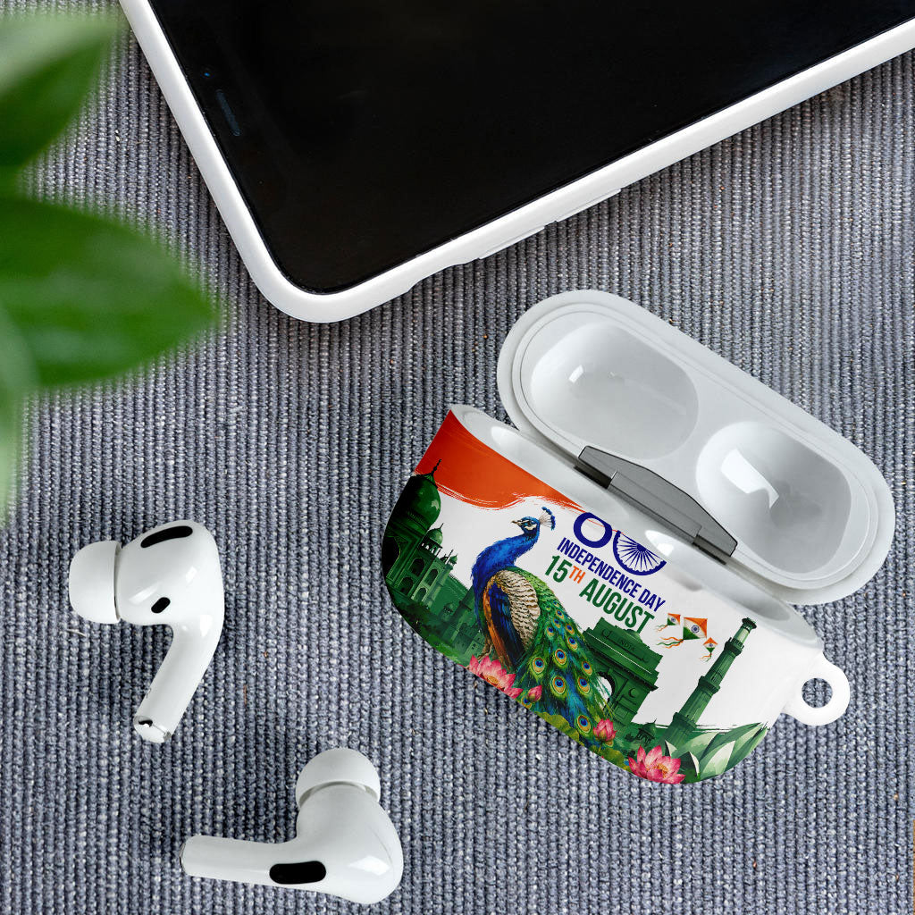 India 80th Independence Day AirPods Case India Gate Peacock Lotus Heritage Landmarks