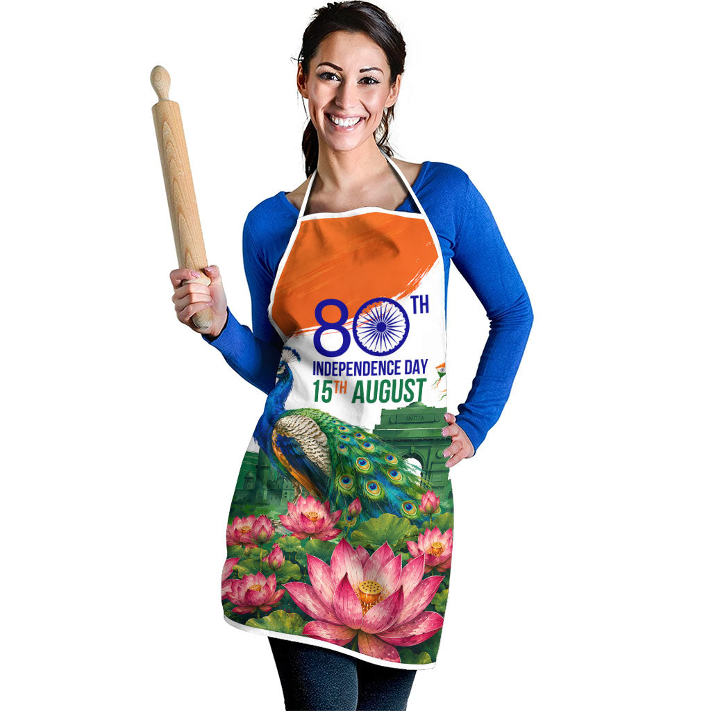 India 80th Independence Day Apron India Gate Peacock Lotus Heritage Landmarks