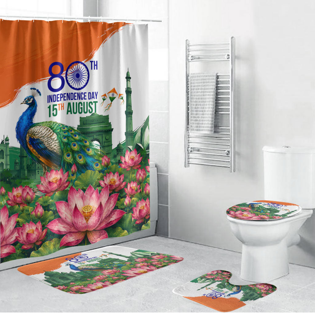 India 80th Independence Day Bathroom Set India Gate Peacock Lotus Heritage Landmarks