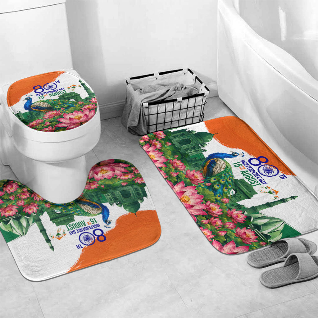 India 80th Independence Day Bathroom Set India Gate Peacock Lotus Heritage Landmarks